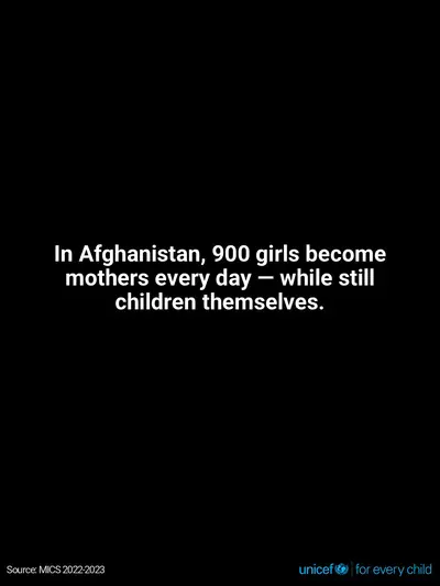 Adolescent motherhood tile for Afghanistan, Text only · English