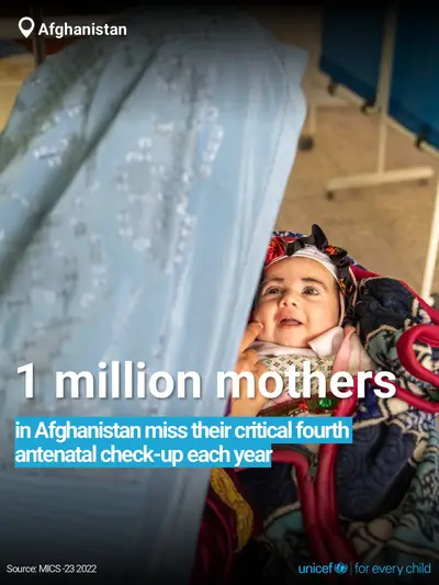 Antenatal care tile for Afghanistan, Bold number · English