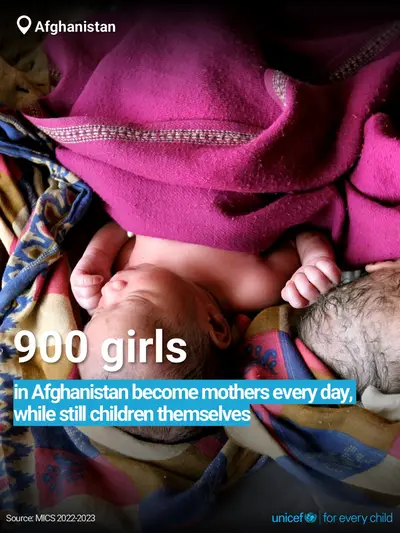 Adolescent motherhood tile for Afghanistan, Bold number · English