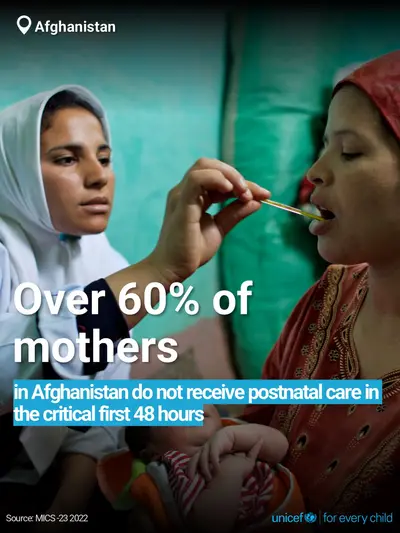 Postnatal care tile for Afghanistan, Bold number · English