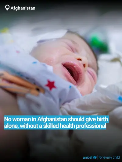 Skilled birth attendance tile for Afghanistan, Bold number · English