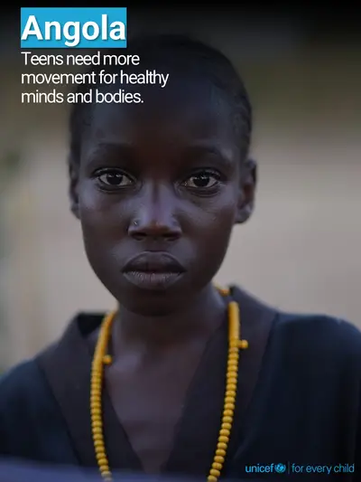 Adolescent physical activity tile for Angola, Photo · English