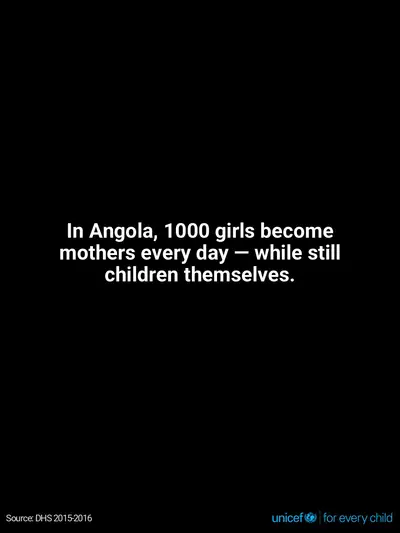 Adolescent motherhood tile for Angola, Text only · English