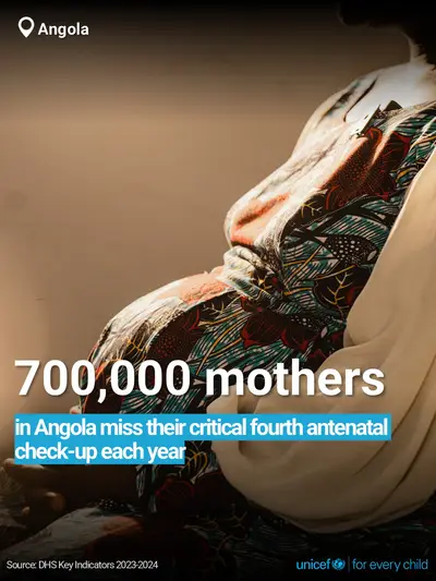 Antenatal care tile for Angola, Bold number · English
