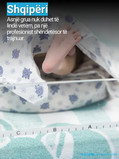 Skilled birth attendance tile for Albania, Photo · Albanian
