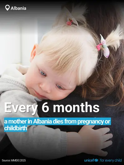 Maternal mortality tile for Albania, Bold number · English