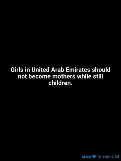 Adolescent motherhood tile for United Arab Emirates, Text only · English