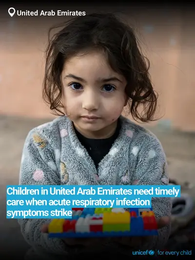 Childhood pneumonia tile for United Arab Emirates, Bold number · English