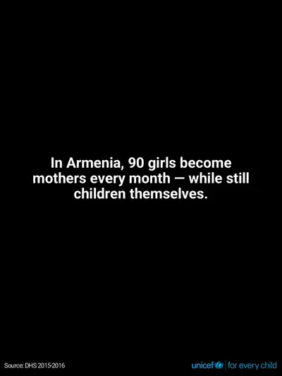 Adolescent motherhood tile for Armenia, Text only · English