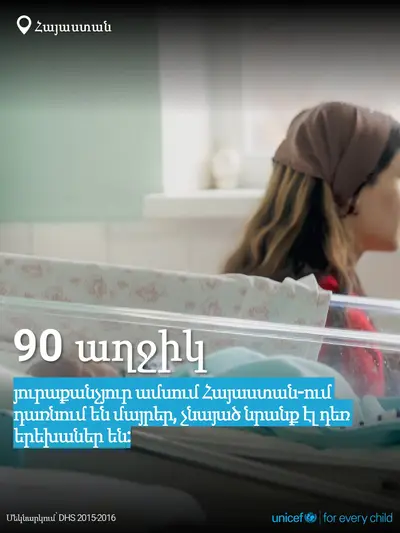 Adolescent motherhood tile for Armenia, Bold number · Armenian
