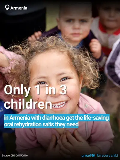 Oral rehydration salts tile for Armenia, Bold number · English