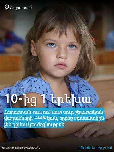 Childhood pneumonia tile for Armenia, Bold number · Armenian