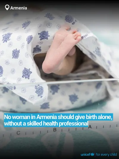 Skilled birth attendance tile for Armenia, Bold number · English