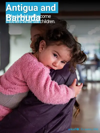 Adolescent motherhood tile for Antigua and Barbuda, Photo · English
