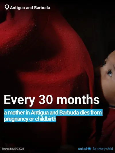 Maternal mortality tile for Antigua and Barbuda, Bold number · English