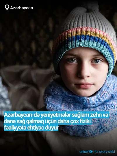 Adolescent physical activity tile for Azerbaijan, Bold number · Azerbaijani