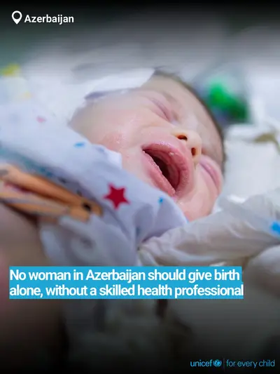 Skilled birth attendance tile for Azerbaijan, Bold number · English