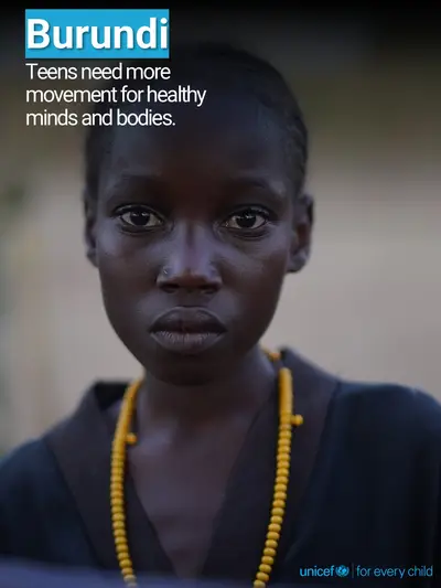 Adolescent physical activity tile for Burundi, Photo · English