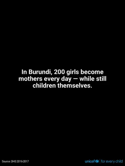 Adolescent motherhood tile for Burundi, Text only · English