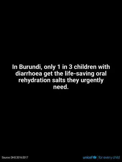 Oral rehydration salts tile for Burundi, Text only · English