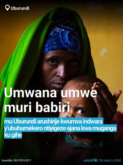 Childhood pneumonia tile for Burundi, Bold number · Kirundi