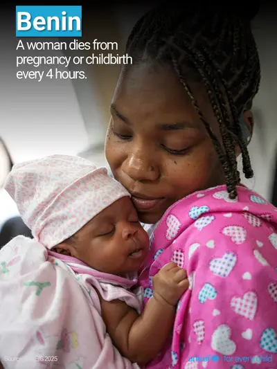 Maternal mortality tile for Benin, Photo · English