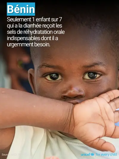 Oral rehydration salts tile for Benin, Photo · French