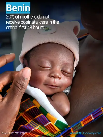 Postnatal care tile for Benin, Photo · English