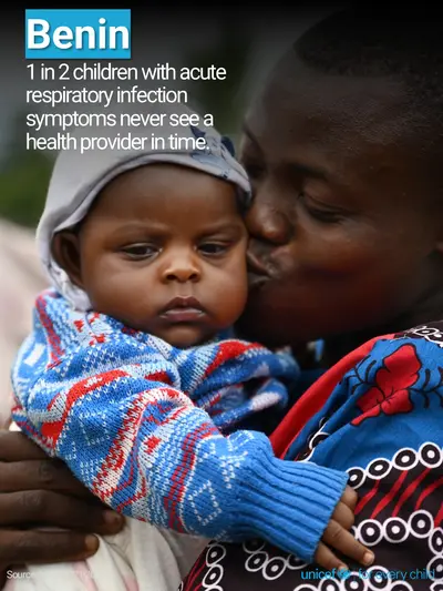 Childhood pneumonia tile for Benin, Photo · English