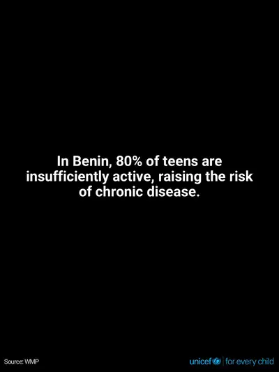Adolescent physical activity tile for Benin, Text only · English