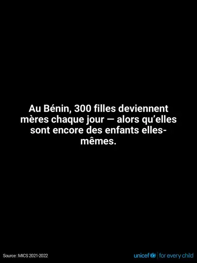 Adolescent motherhood tile for Benin, Text only · French