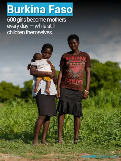 Adolescent motherhood tile for Burkina Faso, Photo · English