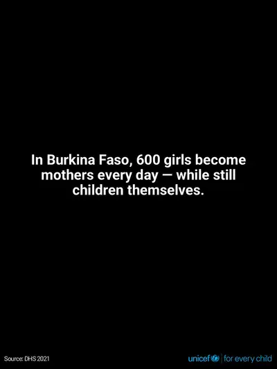 Adolescent motherhood tile for Burkina Faso, Text only · English