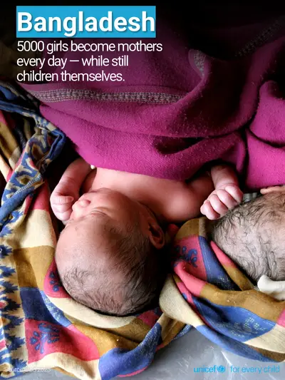 Adolescent motherhood tile for Bangladesh, Photo · English