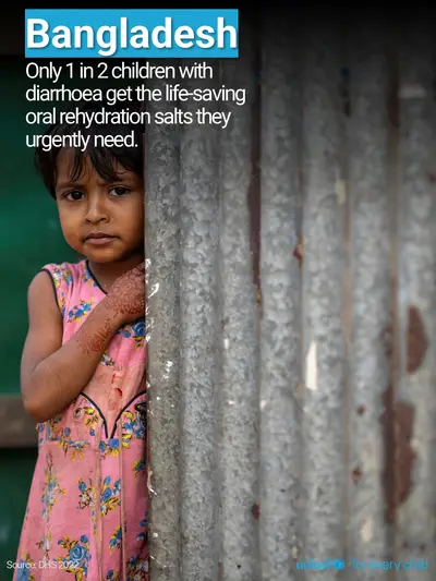 Oral rehydration salts tile for Bangladesh, Photo · English