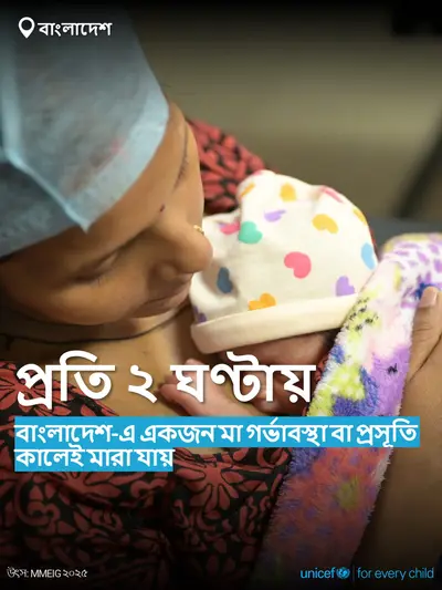 Maternal mortality tile for Bangladesh, Bold number · Bengali