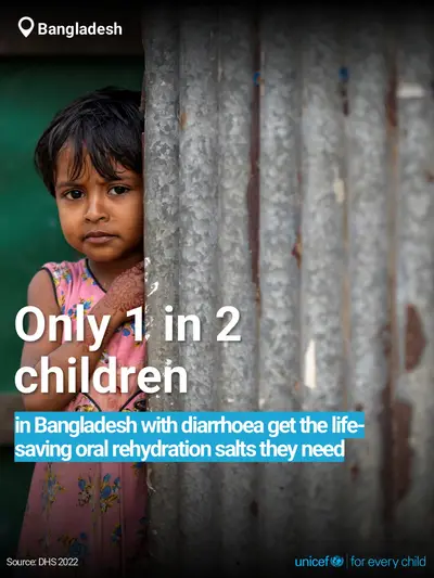 Oral rehydration salts tile for Bangladesh, Bold number · English