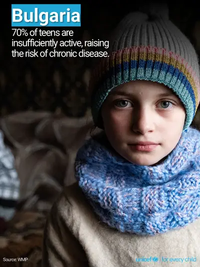 Adolescent physical activity tile for Bulgaria, Photo · English