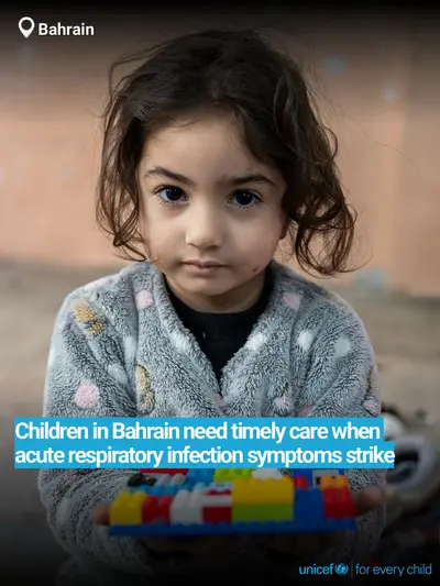Childhood pneumonia tile for Bahrain, Bold number · English