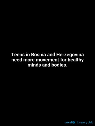 Adolescent physical activity tile for Bosnia and Herzegovina, Text only · English