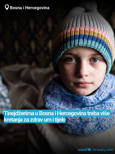 Adolescent physical activity tile for Bosnia and Herzegovina, Bold number · Bosnian