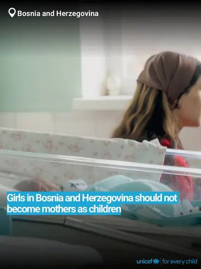 Adolescent motherhood tile for Bosnia and Herzegovina, Bold number · English