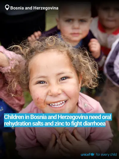 Oral rehydration salts tile for Bosnia and Herzegovina, Bold number · English