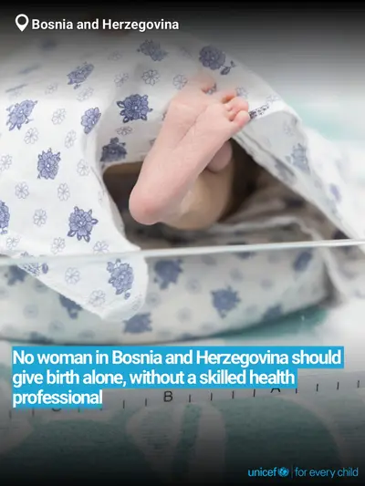 Skilled birth attendance tile for Bosnia and Herzegovina, Bold number · English