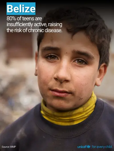 Adolescent physical activity tile for Belize, Photo · English