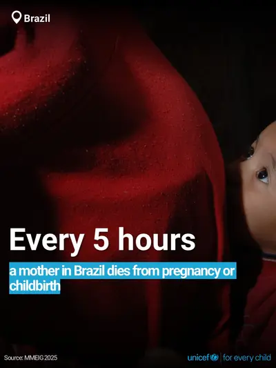 Maternal mortality tile for Brazil, Bold number · English