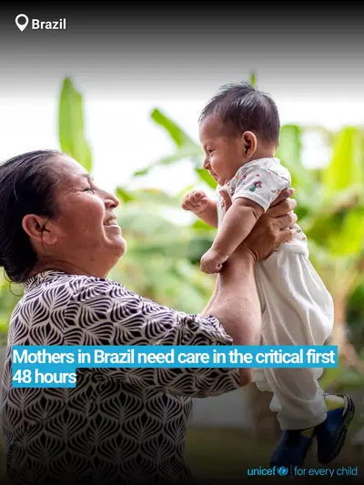 Postnatal care tile for Brazil, Bold number · English