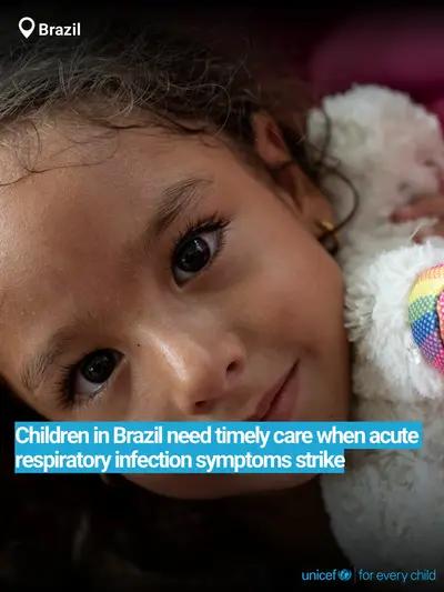 Childhood pneumonia tile for Brazil, Bold number · English