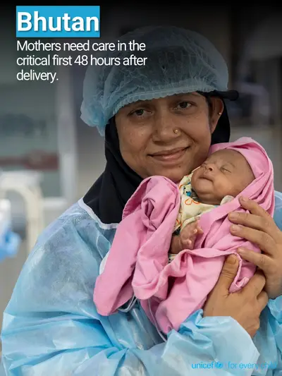 Postnatal care tile for Bhutan, Photo · English