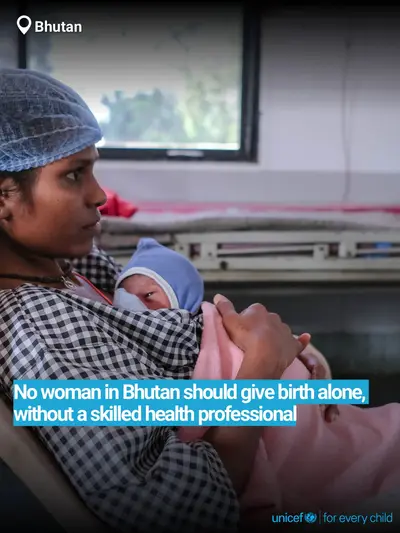 Skilled birth attendance tile for Bhutan, Bold number · English